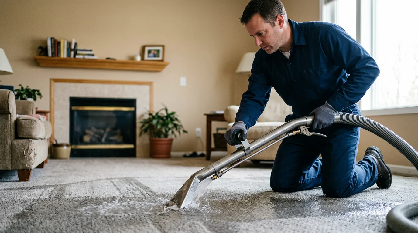 Water damage restoration technician working near South Windsor, CT